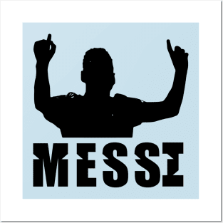 Messi (in black silhouette) Posters and Art